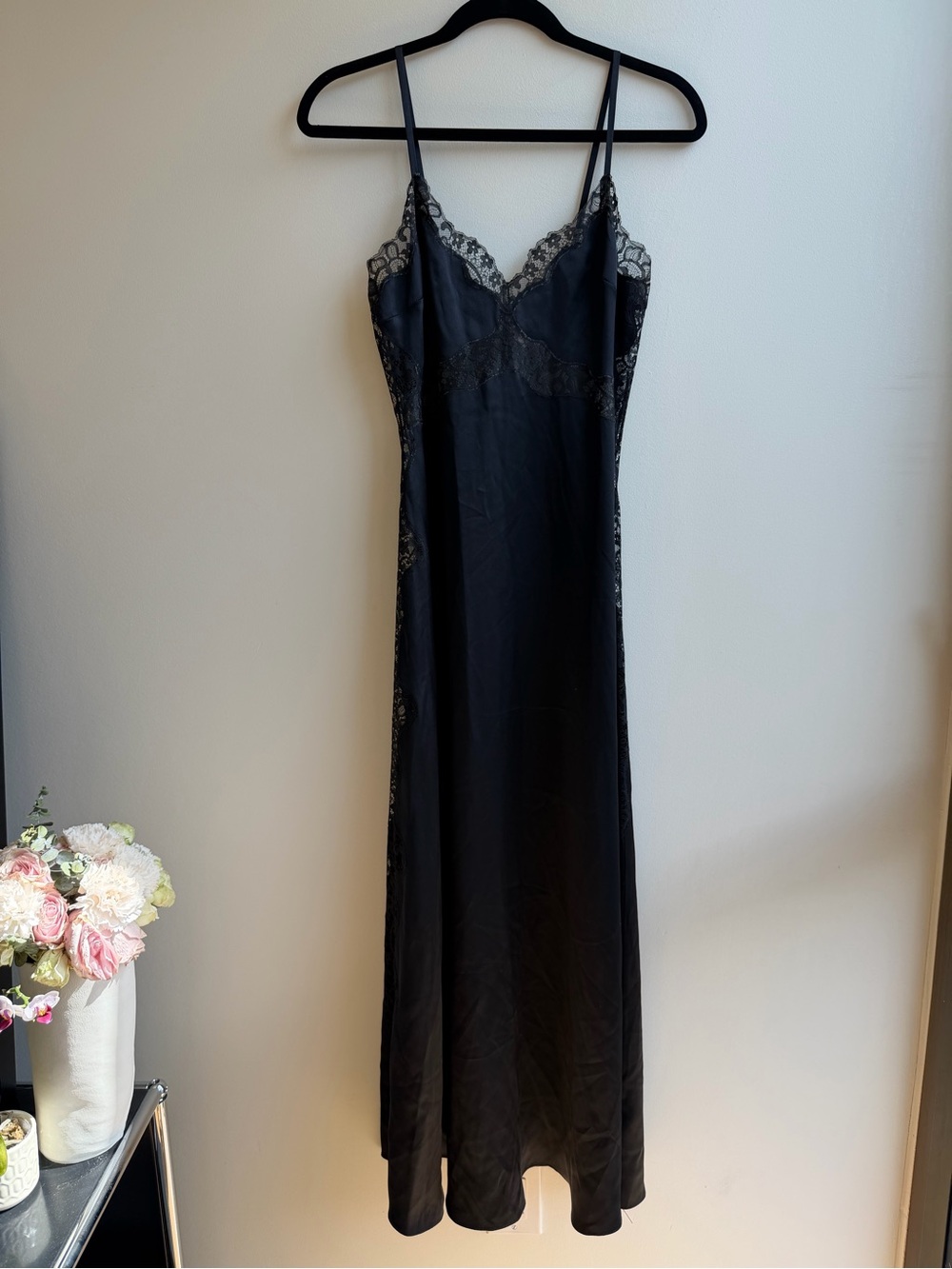 NEW NWT Reformation Ericka Silk Dress | Strappy Lace Black | Size 4 - Picture 6 of 14